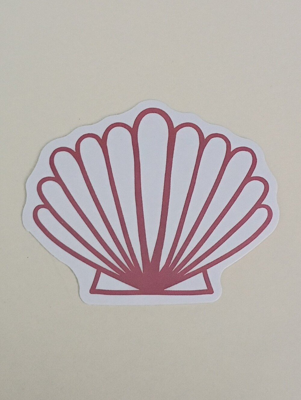 10/$10 Sticker - Scallop Summer Seashell Pink Outlined White Inside